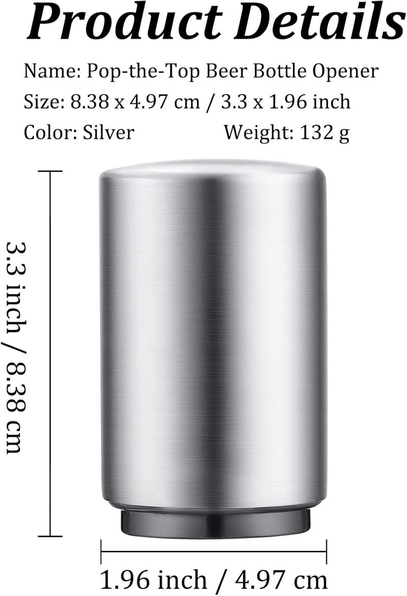 Swaytail 2PCS Premium Beer Bottle Opener, Automatic Stainless Steel Quick Pop the Top Can Openers by Magnet Catching No Damage Caps, Wine Accessory Push Down Off Magnetic Bartender Tool for Home Picnic Camping - Image 2